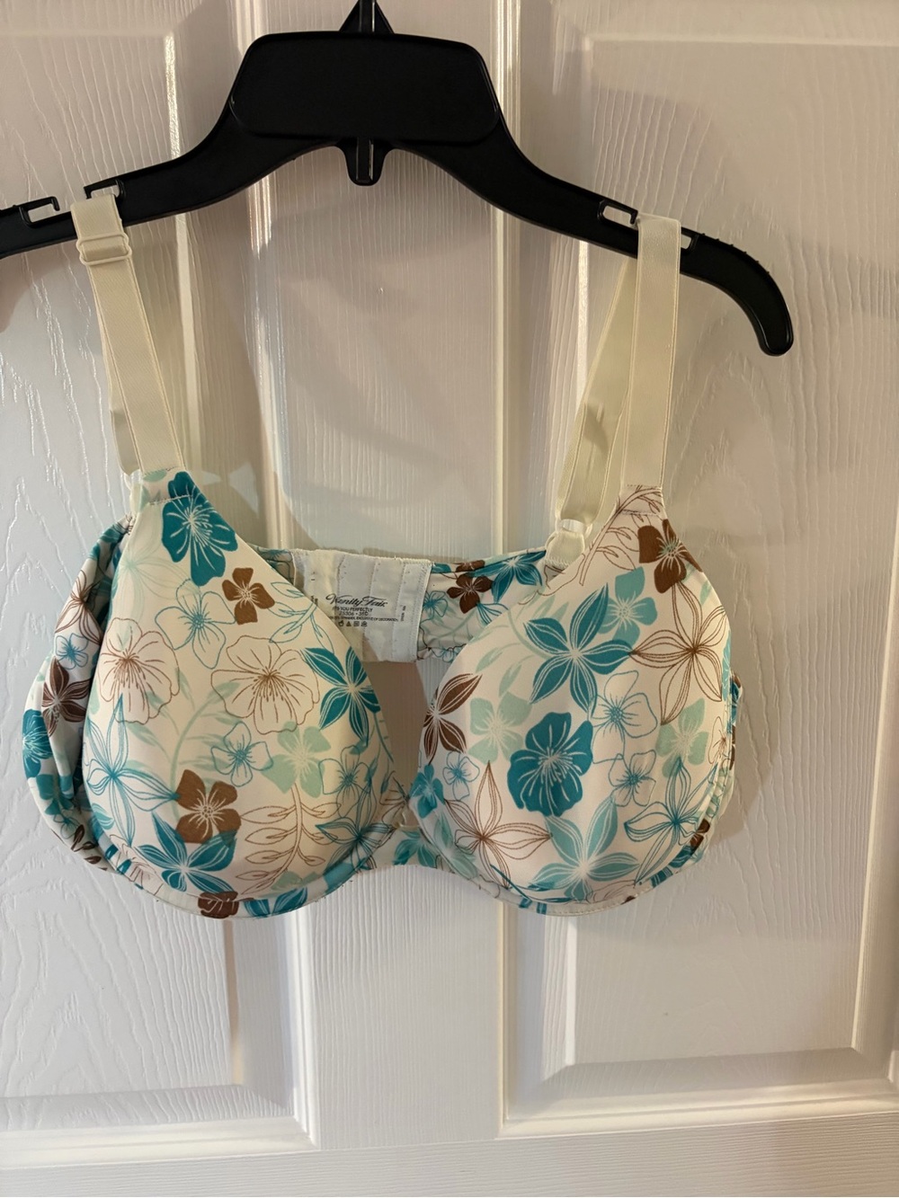 Floral Underwire Bra - Cream with Teal & Brown Floral Print